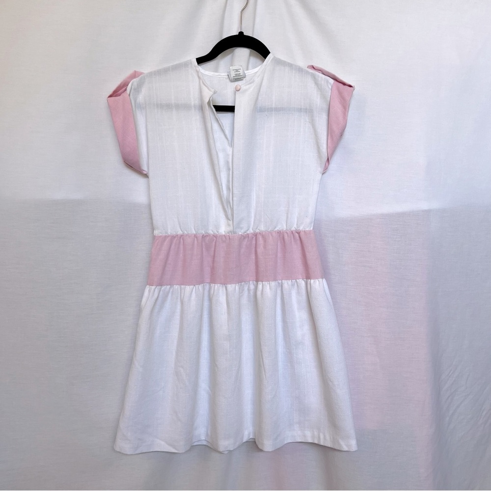 Vintage Pink & White 80s Dress.  Size 14